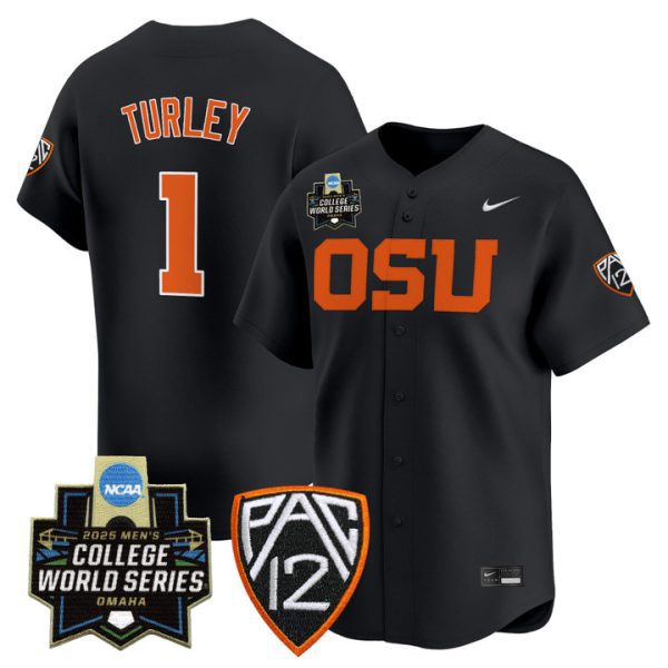 Oregon State Beavers 2025 World Series Vapor Premier Limited Jersey Stitched Black Gavin Turley