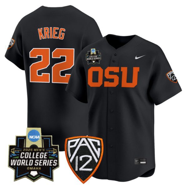 Oregon State Beavers 2025 World Series Vapor Premier Limited Jersey Stitched Black Jacob Krieg