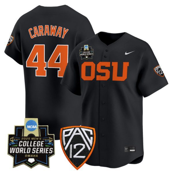 Oregon State Beavers 2025 World Series Vapor Premier Limited Jersey Stitched Black Trent Caraway