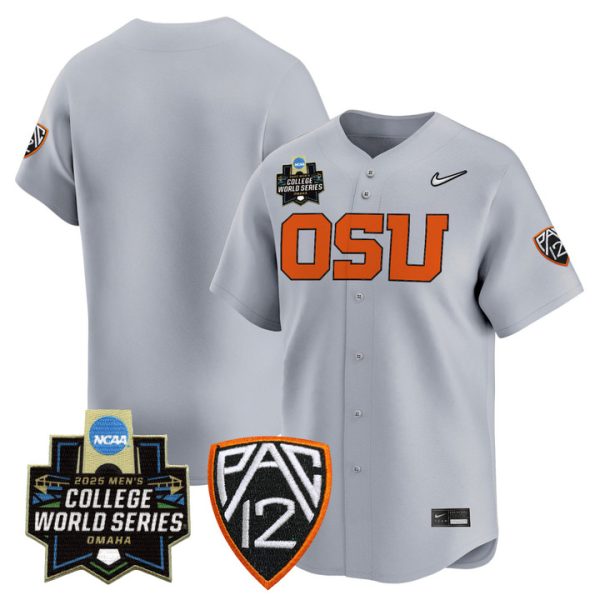 Oregon State Beavers 2025 World Series Vapor Premier Limited Jersey Stitched Gray Team