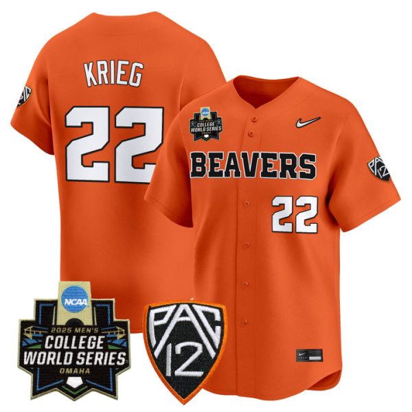 Oregon State Beavers 2025 World Series Vapor Premier Limited Jersey Stitched Orange Jacob Krieg