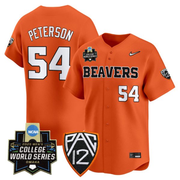 Oregon State Beavers 2025 World Series Vapor Premier Limited Jersey Stitched Orange Tyce Peterson