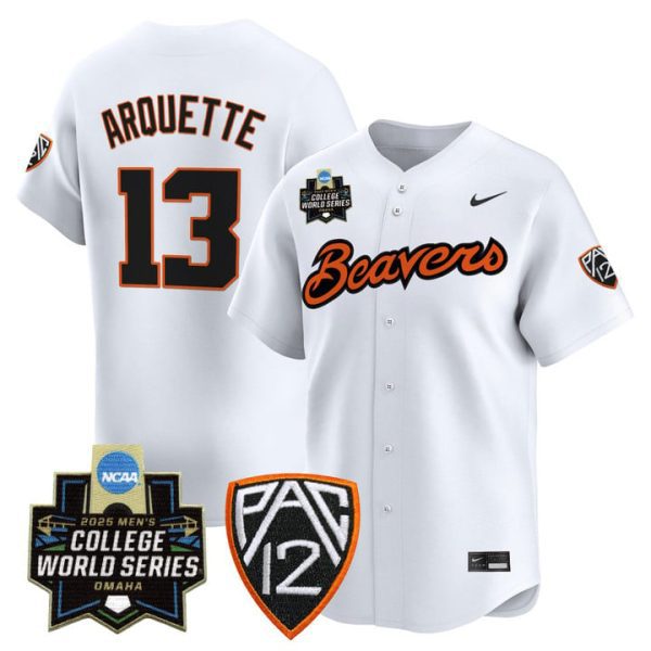 Oregon State Beavers 2025 World Series Vapor Premier Limited Jersey Stitched White Aiva Arquette