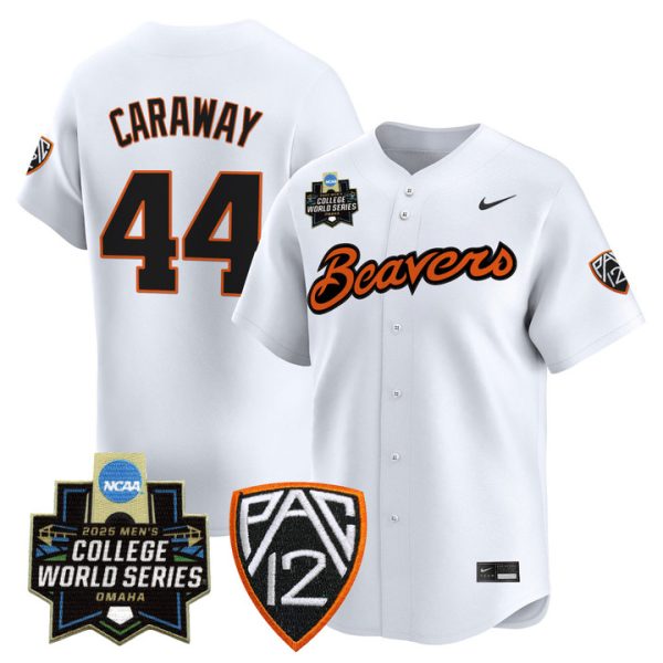 Oregon State Beavers 2025 World Series Vapor Premier Limited Jersey Stitched White Trent Caraway