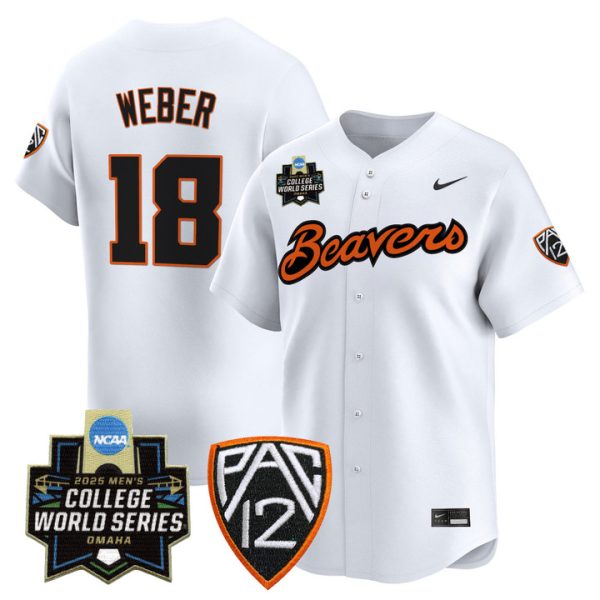 Oregon State Beavers 2025 World Series Vapor Premier Limited Jersey Stitched White Wilson Weber