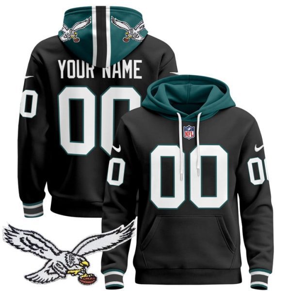 Philadelphia Eagles 2024 Custom Pullover Stitched Hoodie - Black