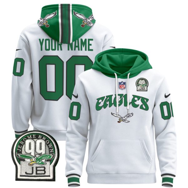 Philadelphia Eagles 2024 Custom Pullover Stitched Hoodie - Kelly White