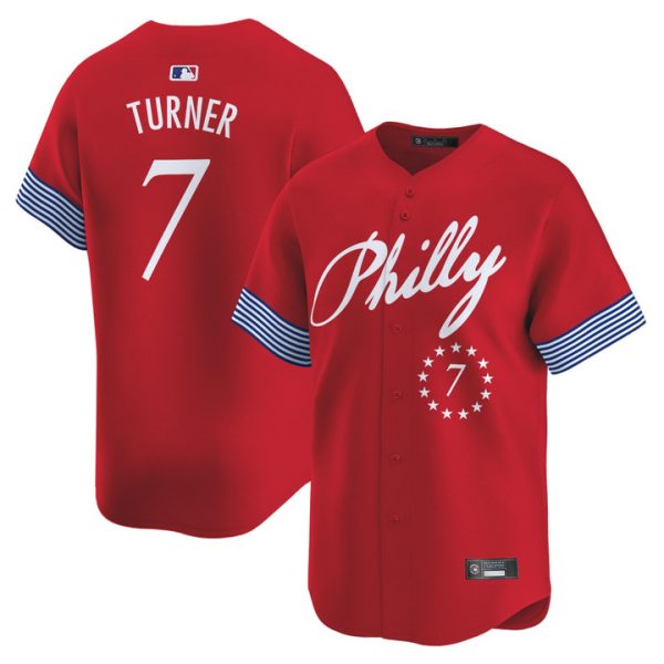 Philadelphia Phillies 2025 Independence Day Vapor Premier Limited Jersey V2 Stitched Red Trea Turner