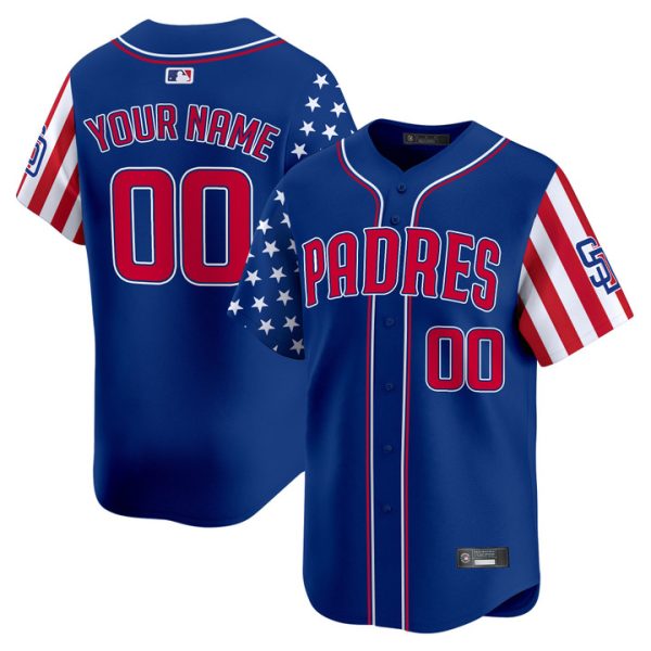 San Diego Padres 2025 Independence Day Vapor Premier Limited Custom Jersey Stitched Royal