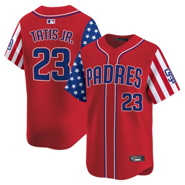 San Diego Padres 2025 Independence Day Vapor Premier Limited Jersey Stitched Red Fernando Tatis Jr.