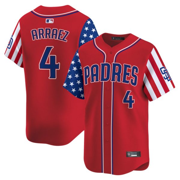 San Diego Padres 2025 Independence Day Vapor Premier Limited Jersey Stitched Red Luis Arraez