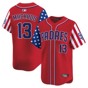San Diego Padres 2025 Independence Day Vapor Premier Limited Jersey Stitched Red Manny Machado