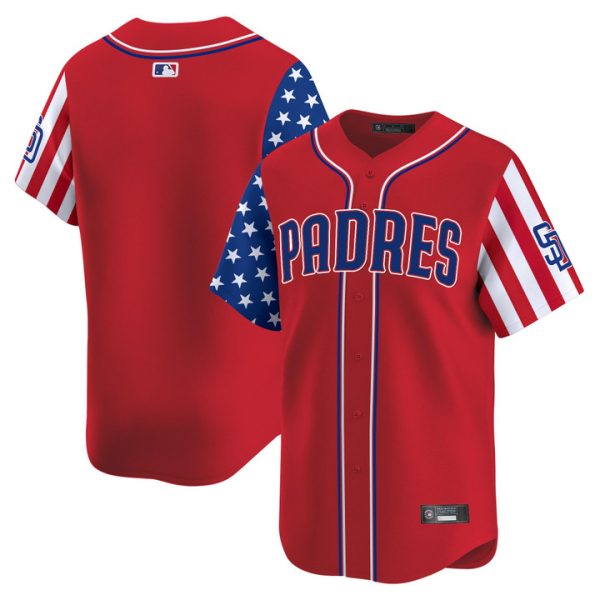 San Diego Padres 2025 Independence Day Vapor Premier Limited Jersey Stitched Red Team