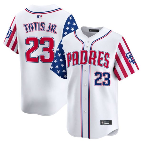 San Diego Padres 2025 Independence Day Vapor Premier Limited Jersey Stitched White Fernando Tatis Jr.