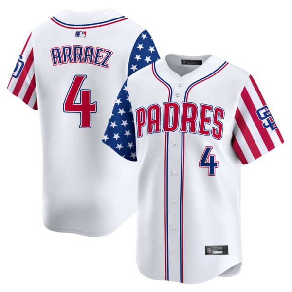 San Diego Padres 2025 Independence Day Vapor Premier Limited Jersey Stitched White Luis Arraez