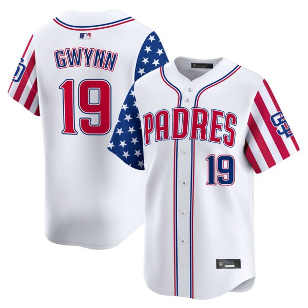San Diego Padres 2025 Independence Day Vapor Premier Limited Jersey Stitched White Tony Gwynn
