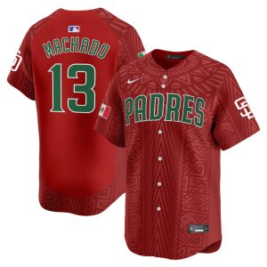 San Diego Padres 2025 Mexican Heritage Vapor Premier Limited Jersey - Stitched Red Manny Machado