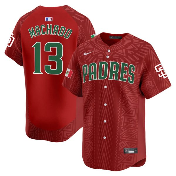 San Diego Padres 2025 Mexican Heritage Vapor Premier Limited Jersey - Stitched Red Manny Machado