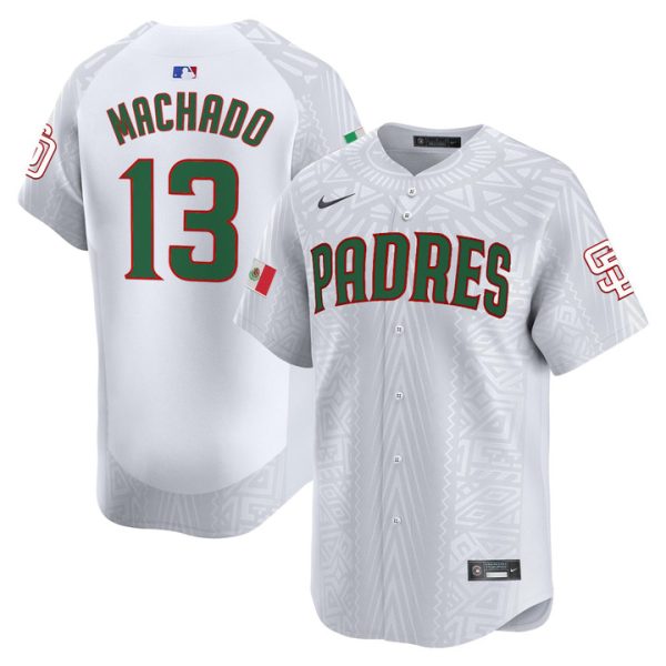 San Diego Padres 2025 Mexican Heritage Vapor Premier Limited Jersey - Stitched White Manny Machado