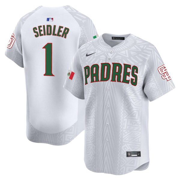 San Diego Padres 2025 Mexican Heritage Vapor Premier Limited Jersey - Stitched White Peter Seidler