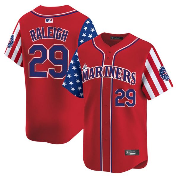 Seattle Mariners 2025 Independence Day Vapor Premier Limited Jersey Stitched Red Cal Raleigh