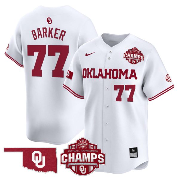 Size - Oklahoma Sooners 2025 SEC Softball Conference Tournament Champions Patch Vapor Premier Limited Jersey Stitched White Sydney Barker