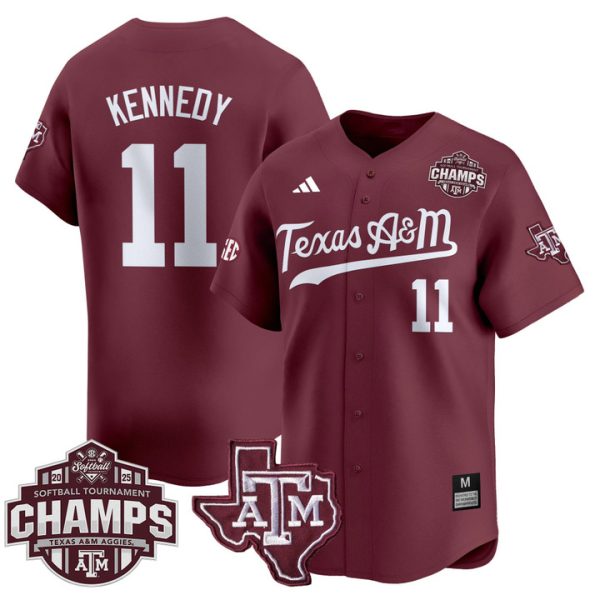 Size - Texas A&M Aggies 2025 SEC Softball Conference Tournament Champions Patch Vapor Premier Limited Jersey Stitched Maroon Emiley Kennedy