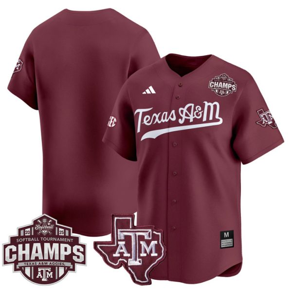 Size - Texas A&M Aggies 2025 SEC Softball Conference Tournament Champions Patch Vapor Premier Limited Jersey Stitched Maroon Team