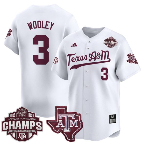 Size - Texas A&M Aggies 2025 SEC Softball Conference Tournament Champions Patch Vapor Premier Limited Jersey Stitched White Koko Wooley