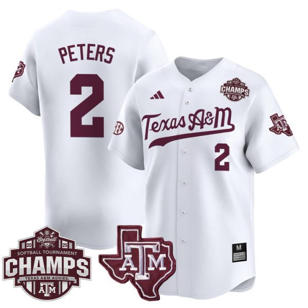 Size - Texas A&M Aggies 2025 SEC Softball Conference Tournament Champions Patch Vapor Premier Limited Jersey Stitched White Sidne Peters