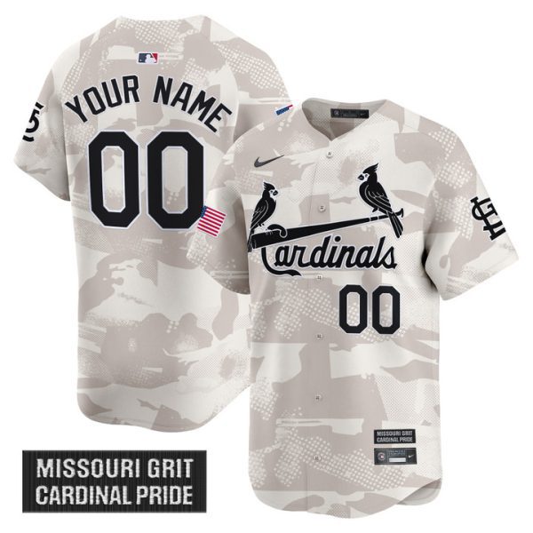 St. Louis Cardinals 2025 Armed Forces Day Vapor Premier Limited Custom Jersey Stitched Camo