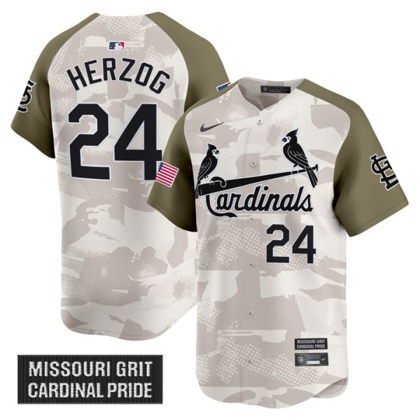 St. Louis Cardinals 2025 Armed Forces Day Vapor Premier Limited Jersey Stitched Alternate Whitey Herzog