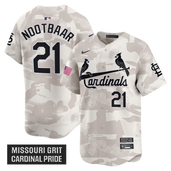 St. Louis Cardinals 2025 Armed Forces Day Vapor Premier Limited Jersey Stitched Camo Lars Nootbaar