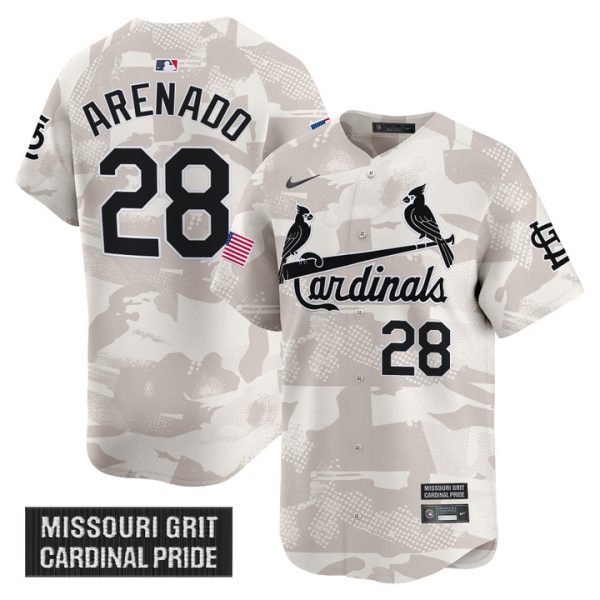 St. Louis Cardinals 2025 Armed Forces Day Vapor Premier Limited Jersey Stitched Camo Nolan Arenado