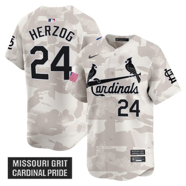 St. Louis Cardinals 2025 Armed Forces Day Vapor Premier Limited Jersey Stitched Camo Whitey Herzog