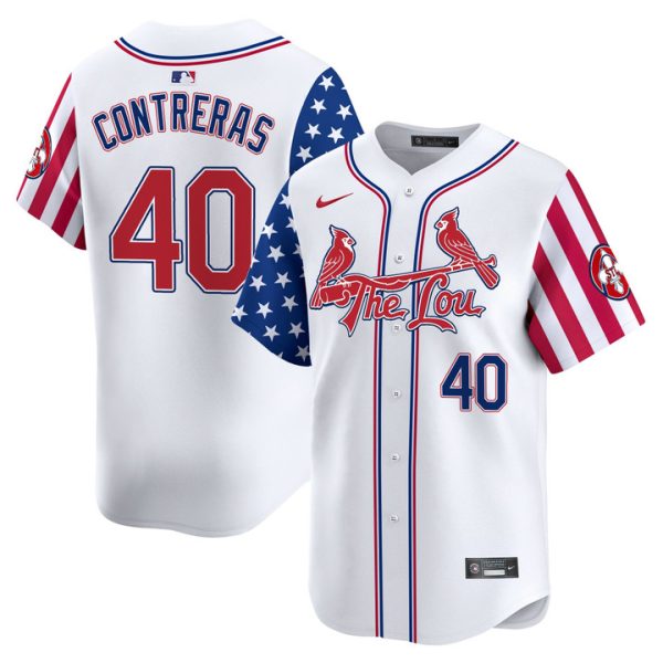 St. Louis Cardinals 2025 Independence Day Vapor Premier Limited Jersey Stitched White Willson Contreras
