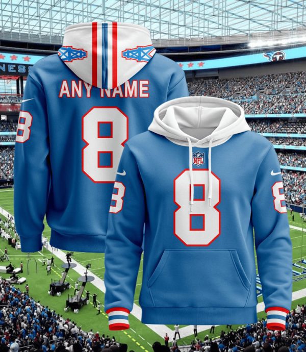 Tennessee Titans Pullover Custom Stitched Hoodie - Blue