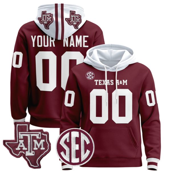 Texas A&M Aggies 2024 Custom Pullover Stitched Hoodie - Maroon