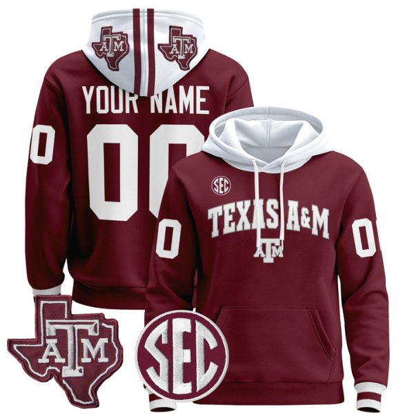Texas A&M Aggies 2024 Custom Pullover Stitched Hoodie - Maroon