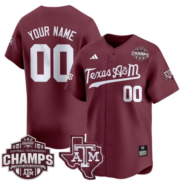 Texas A&M Aggies 2025 SEC Softball Conference Tournament Champions Patch Vapor Premier Limited Custom Jersey Stitched Maroon