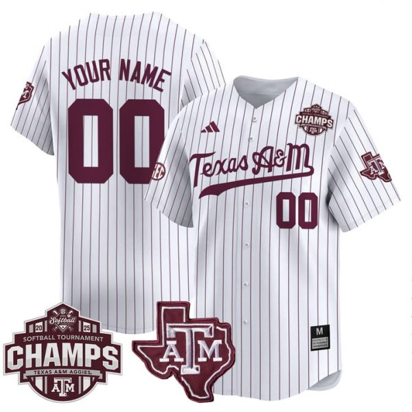 Texas A&M Aggies 2025 SEC Softball Conference Tournament Champions Patch Vapor Premier Limited Custom Jersey Stitched Pinstripe