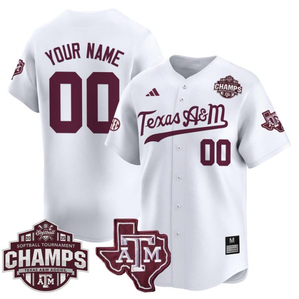 Texas A&M Aggies 2025 SEC Softball Conference Tournament Champions Patch Vapor Premier Limited Custom Jersey Stitched White
