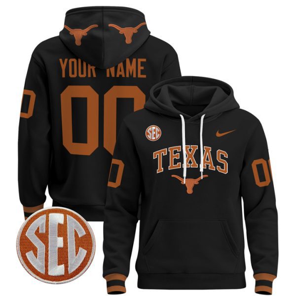 Texas Longhorns 2024 Custom Pullover Stitched Hoodie - Black