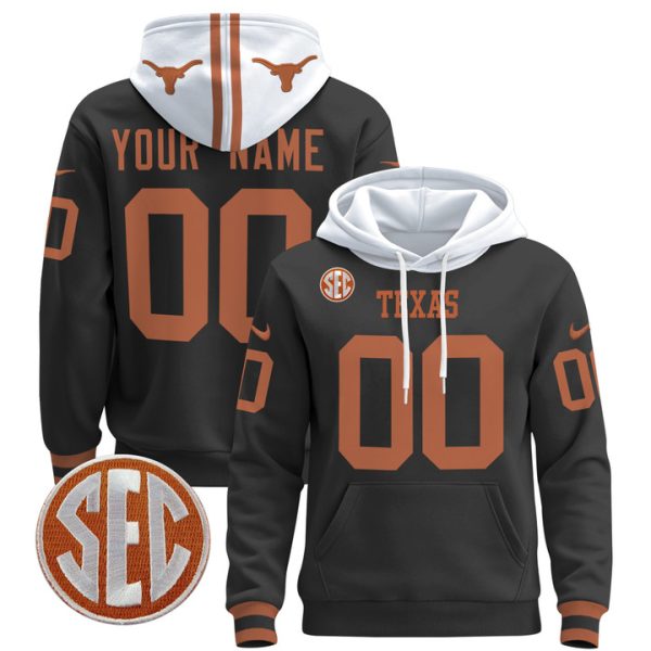 Texas Longhorns 2024 Custom Pullover Stitched Hoodie - Black