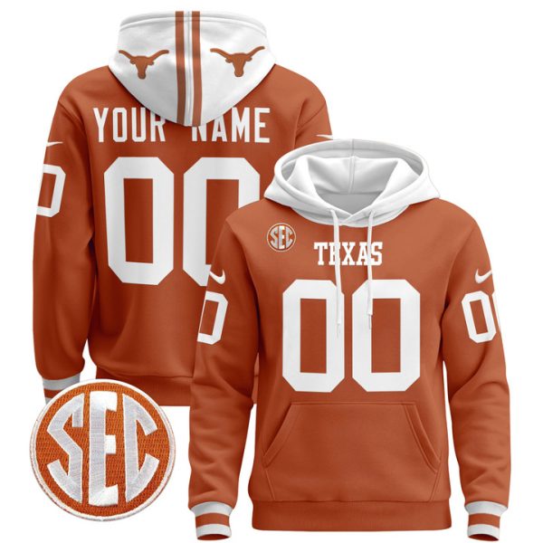 Texas Longhorns 2024 Custom Pullover Stitched Hoodie - Texas Orange