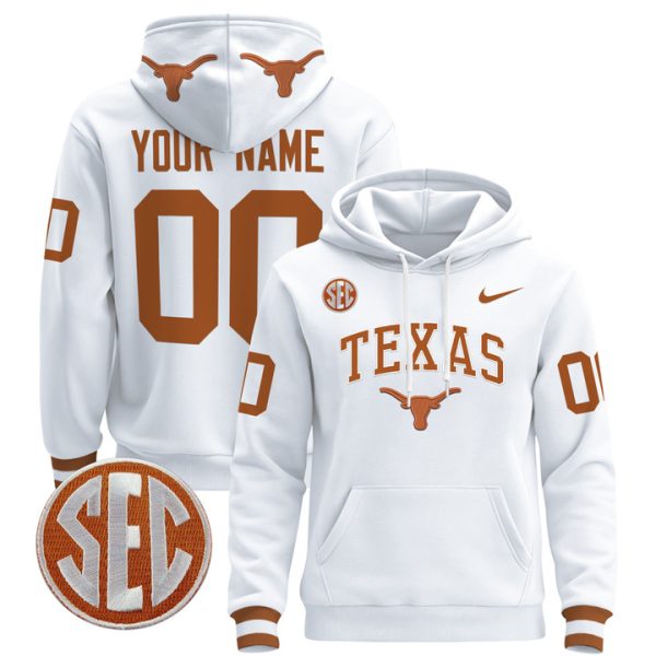 Texas Longhorns 2024 Custom Pullover Stitched Hoodie - White