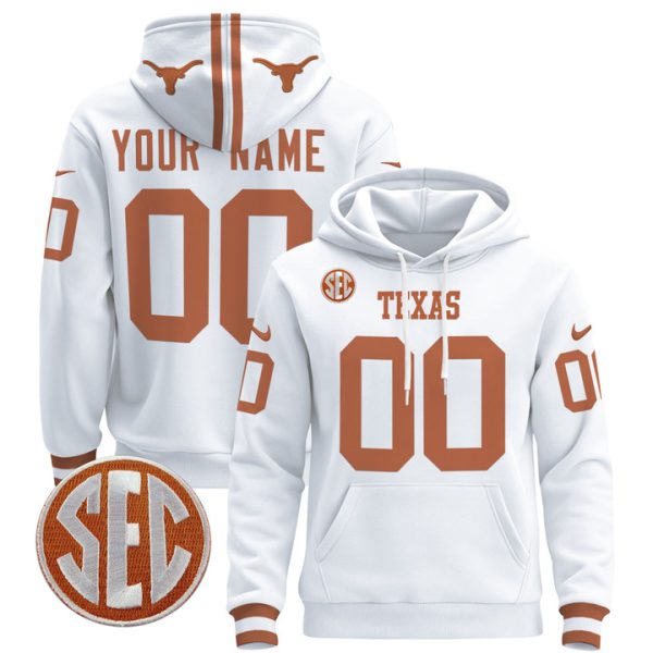 Texas Longhorns 2024 Custom Pullover Stitched Hoodie - White
