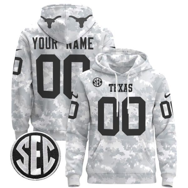 Texas Longhorns 2024 Salute to Service Custom Pullover Stitched Hoodie - Custom