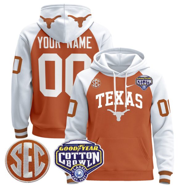 Texas Longhorns Cotton Bowl Patch Custom Pullover Stitched Hoodie - Orange Alternate