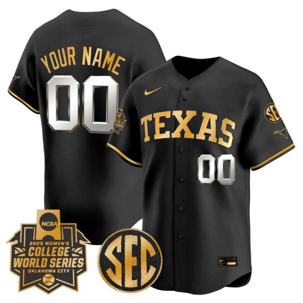 Texas Longhorns Softball 2025 World Series (WCWS) Vapor Premier Limited Custom Jersey Stitched Black Gold